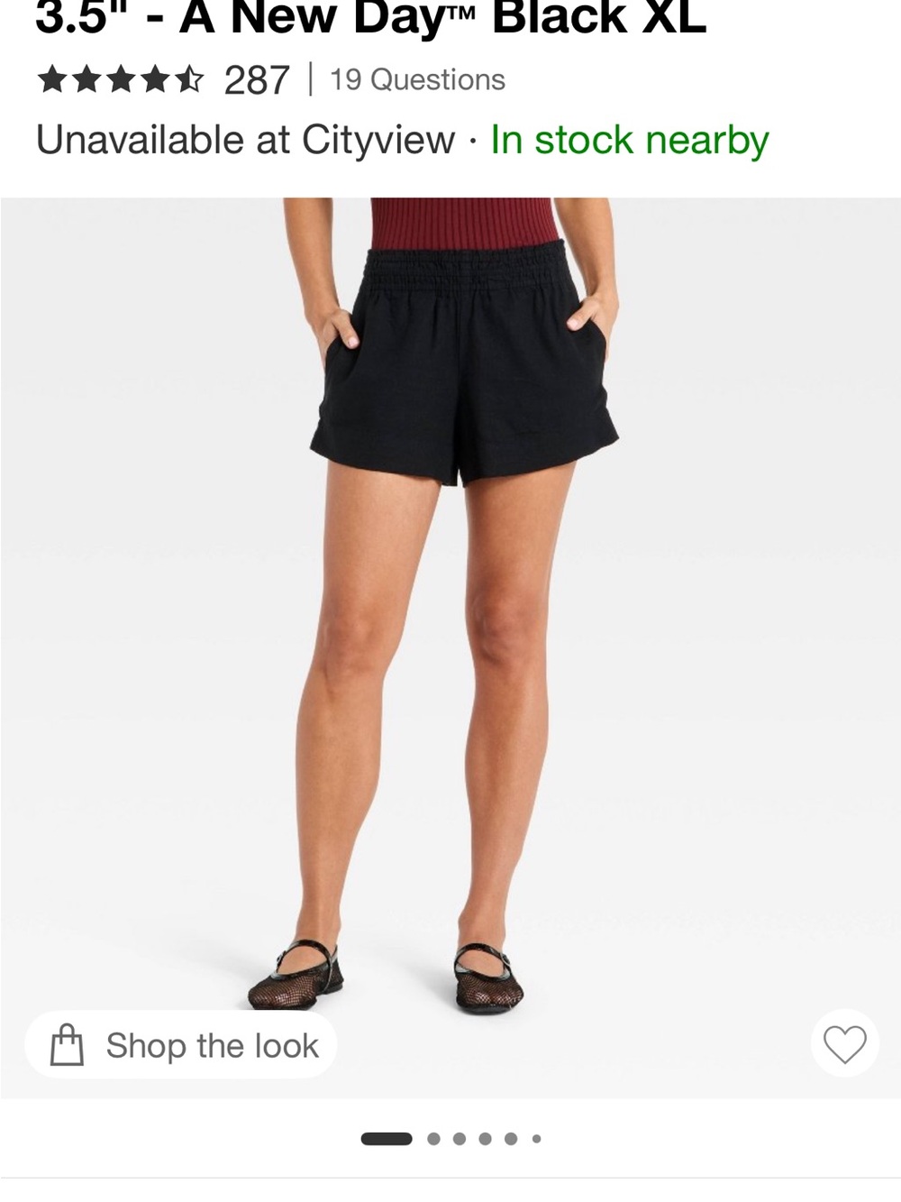 a new day Black Linen-like Pull-On Shorts XL